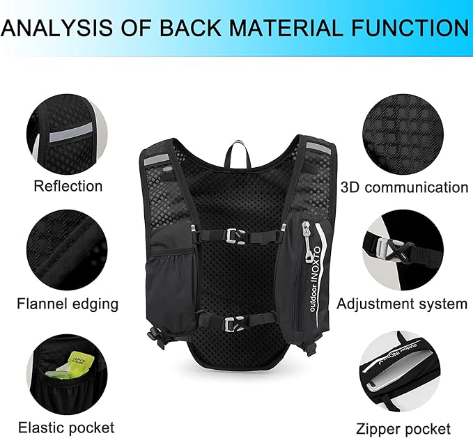 INOXTO Running Hydration Vest Backpack,Lightweight Insulated Pack with 1.5L Water Bladder Bag Daypack for Hiking Trail Running Cycling Race Marathon for Women Men