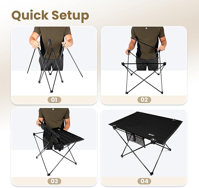ONETIGRIS CAMPMATE Camping Table Foldable, Lightweight Portable Table Sturdy & Quick Setup, Holds Up to 66 lbs, Perfect for Camping, Hiking, Backpacking, Picnic, Beach, Travel