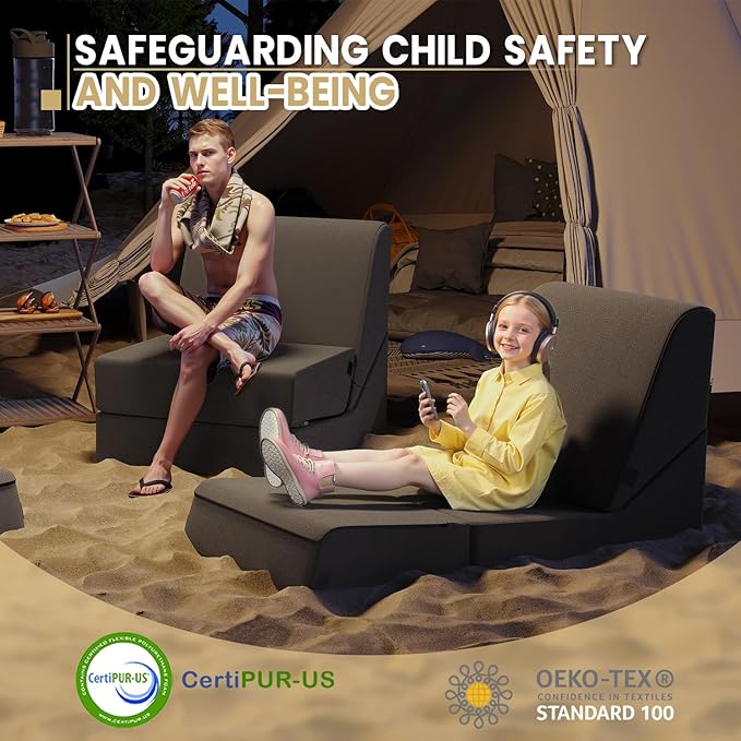 jela Outdoor Chaise Lounge, Waterproof Folding Sofa Bed Lounge Chair, UV Resistant Folding Lounge Chair with Machine Washable Cover, Soft Foam Patio Sofa Chairs Pool Lounge Chaise Chairs (Darkgrey)