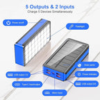 Solar Charger Power Bank 66800mAh Portable Charger with USB-C in/Output 22.5W QC3.0 Fast Charging 5 Out Ports Battery Pack Built-in 32 Led Flashlights for iPhone Samsung Tablet Camping
