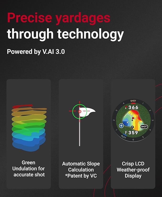 Voice Caddie T9 Premium GPS Golf Watch/Slope Mode/Color Touchscreen/Course View/Green Undulation/Swing Tempo/Auto Score Record /40K Courses