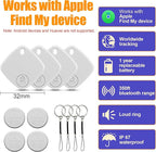 Tracker Tags-4 Pack, Bluetooth Tracker Work with Find My (iOS Only), Smart Trakcer Tag Key Finder and Item Locator with Lanyard, Tracker Tag for Keys, Luggage Replaceable Battery