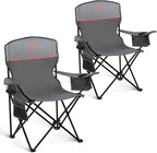 ALPHA CAMP Camping Chair 2 Pack Portable Chair with 3-Can Cooler Folding Chair with Side Pocket and Cup Holder, Collapsible for Camping, Tailgates, Beach, Fishing and Sports,2PC