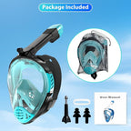 Snorkeling Gear for Adults, Full Face Snorkel Mask, Scuba Diving Mask with Detachable Camera Mount, 180 Degree Panoramic View Anti-Leak Anti-Fog