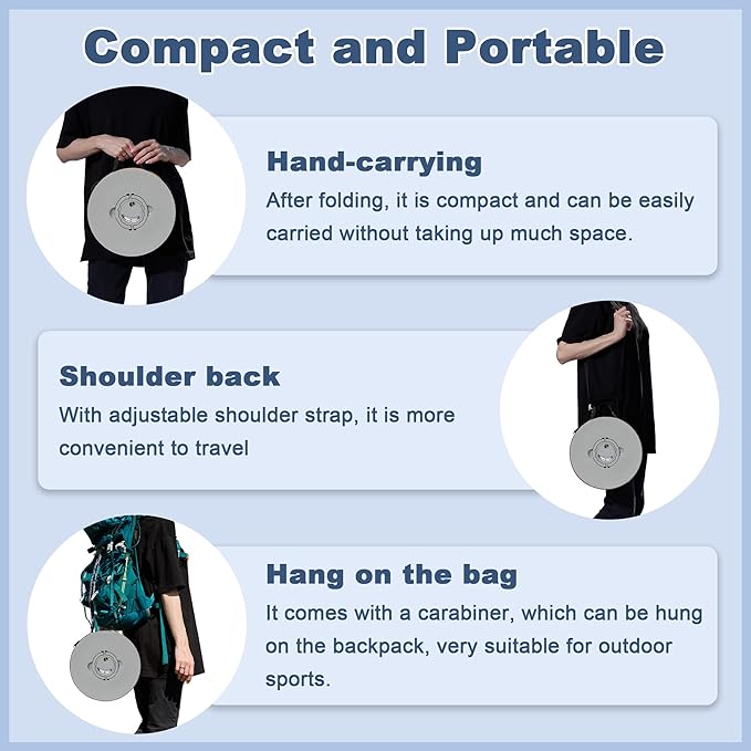 ALEVMOOM 2025 Upgraded XXL 19.7" Collapsible Stool with Cushion, 1000lbs Max Weight Heavy Duty Portable Telescoping Stool, Retractable Seat Folding Chair for Camping Fishing Hiking(Grey-XXL)