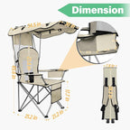 BDL Camping Chair with Canopy Shade Portable Folding Beach Chairs with Cooler, Mesh Backrest, Cup Holder, and Pocket for Camping, Fishing, Beach, and Sports,White