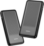2-Pack 10000mAh Power Bank Fast Charging, 22.5W Compact USB C Portable Charger with 2 Outputs & 2 Inputs, LED Display Battery Pack Compatible with iPhone Samsung iPad Tablets, Black & Black