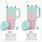 BJPKPK 30 oz Stainless Steel Tumbler With Handle Insulated Tumblers With 2 Straw Travel Coffee Mug With Lid,Bubble Gum