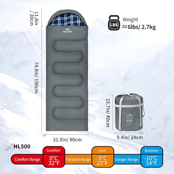 Naturehike Lightweight Compact Sleeping Bag, Envelope Ultralight Backpacking Sleeping Bag Portable, Waterproof, Comfort with Compression Sack for Cold&Warm, Camping, Traveling, Hiking