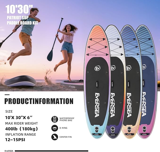 Inflatable Stand-Up Paddle Boards – Available 32"/33"/34" Widths Inflatable Paddle Board with SUP Accessories, Camera Mount, Basic All-Around SUP Board for All Skill Levels, Up to 450lbs