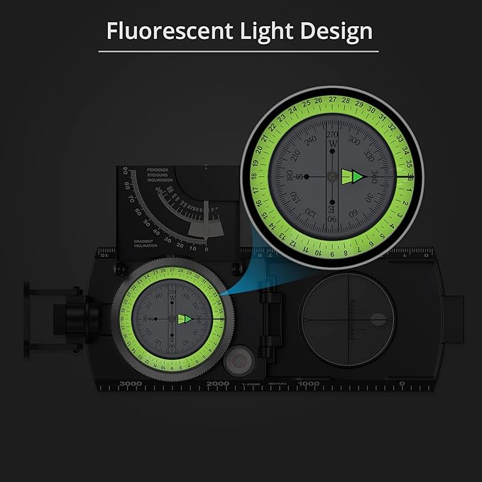 Proster IP65 Compass Hiking Survival - Lensatic Sighting Compass for Camping Navigation, Compass with Clinometer & Carry Bag for Camping Hunting Hiking Geology Activities