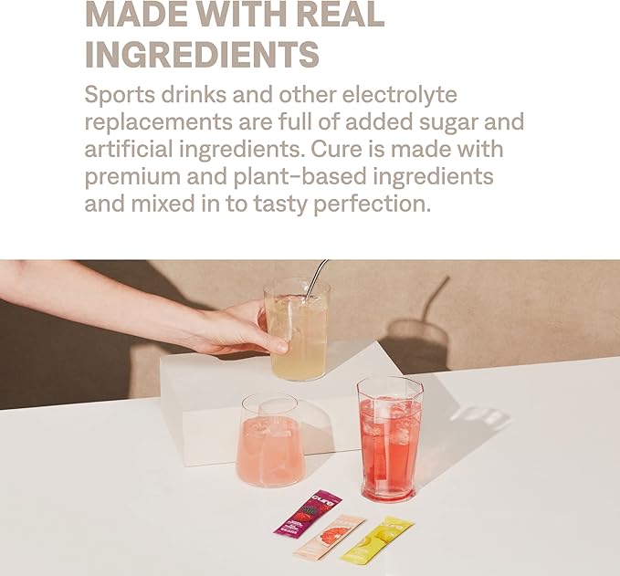 Cure Hydration | Plant-Based Electrolyte Drink Mix | No Added Sugar | FSA-HSA | Dehydration Relief Powder Made with Coconut Water | Non-GMO | Vegan | 28 Packets - Variety Pack