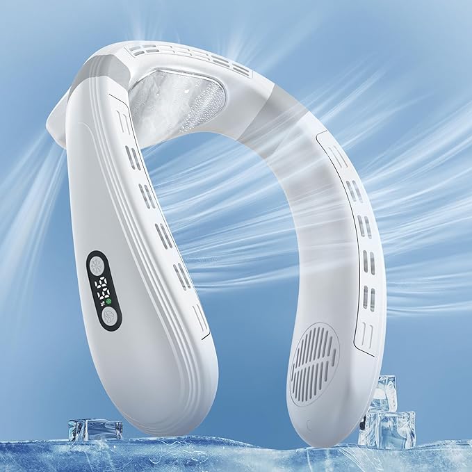 Neck Air Conditioner Fans That Blow Cold Air Cooling Device Wearable Fan, 5200mAh Battery Operated Rechargeable Personal Fan, 3+3 Speeds Perfect for Women Men