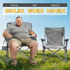 TIMBER RIDGE Oversized Folding Camping Chair with Lumbar Support Adjustable High Back Heavy Duty for Adults Support up to 500lbs with Cup Holder, Cooler Bag, Side Pocket, Grey