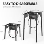 Outdoor Propane Burner Camping Stove Gas Burner with Adjustable Legs Ideal for Camping, Home Brewing, Turkey Frying and Maple Syrup Boiling