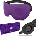 3D Sleep Mask for Side Sleepers – 100% Light Blocking Eye Mask for Sleeping, Zero Eye Pressure, Soft Breathable Memory Foam, Adjustable Strap for Travel, Men & Women (Purple)