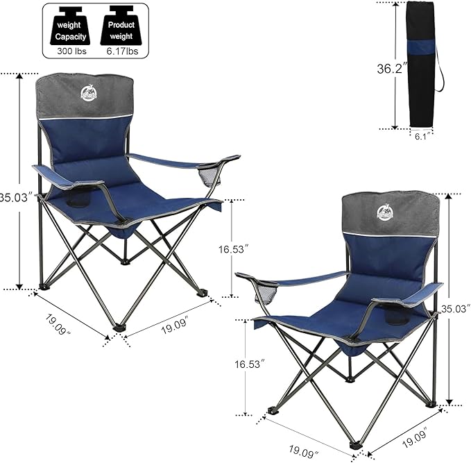 Northroad Folding Camping Chair Set of 4,Portable Collapsible Conversation Set w/1 Sofa,2 Single Chairs and 1 Table for Family Patio,Outdoor Travel,Beach(Blue)