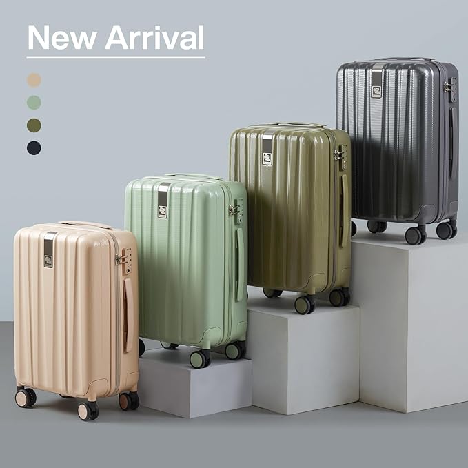 Hanke 29 Inch Luggage Suitcases With Spinner Wheels Lightweight PC hardside Rolling Suitcase With Travel Lock, Checked-Large 29-Inch(Bamboo Green)