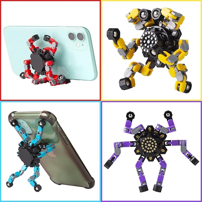 Gokeey Transformable Fidget Spinners 16 Pcs for Kids and Adults Stress Relief Sensory Toys for Boys and Girls Fingertip Gyros for Party Favors Easter Gifts for Kids