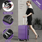 Kono 24 Inch Luggage Suitcase Lightweight with Spinner Wheels TSA Lock Hardside Medium Checked Luggage Durable Rolling Suitcase Purple