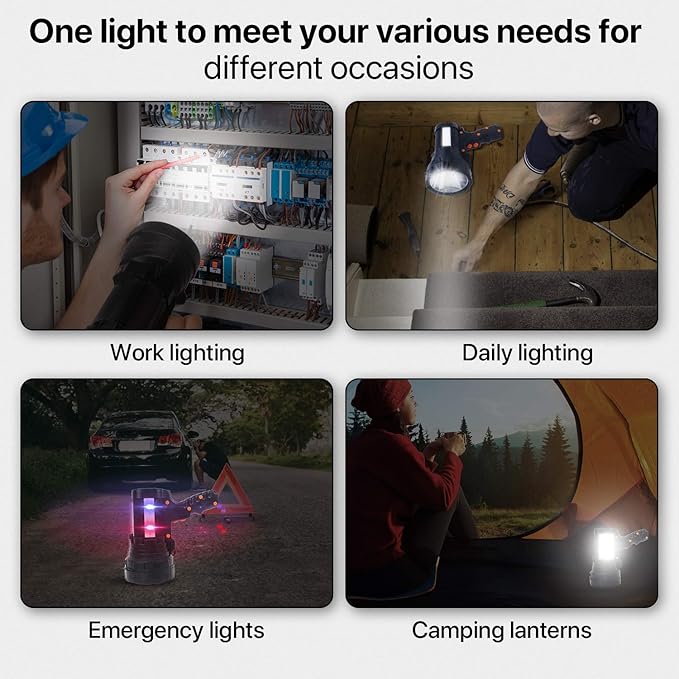Powerful Spotlight - Super Bright 6000 Lumen Rechargeable Flashlight with 3 Light Modes, Long Battery Life, Waterproof, Durable ABS & Aluminum Alloy Construction, Adjustable Tripod & Strap
