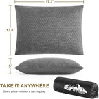 Ivellow Travel Pillow Compressible Camping Pillow for Sleeping Shredded Memory Foam Pillow Compact Firm Supportive for Adults Kids Outdoor Backpacking Hiking Essential Gear