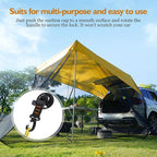 CONBOLA Suction Cups Hooks 4 Pieces Outdoor Car Camping Essentials Heavy Duty Upgraded Tie Down Suction Cup,Camper Accessories Strong Power for RV Boat Window Glass Camping Trap.(4 pcs,Orange)