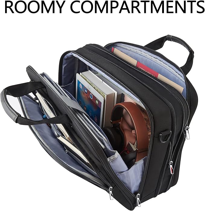 VANKEAN Laptop Briefcase Premium Laptop Case Fits Up to 17.3 Inch Business Shoulder Bag Laptop Expandable Water-Repellent Messenger Bag for Men/ Women Computer Bag for Travel/ Business/ Black