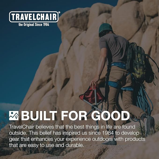 Travel Chair Ultimate Slacker, Quick Folding Tripod Stool with Backrest, Fishing Camping Hiking Chair with Carry Strap, Polyester, Blue