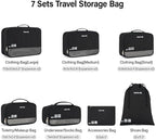 Compression Packing Cubes (Pack of 7), Expandable Luggage Organizer Bags, Hanke Packing Cubes for Travel, Double Zipper Durable Travel Packing Organizers for Suitcase Backpack and Carry-On