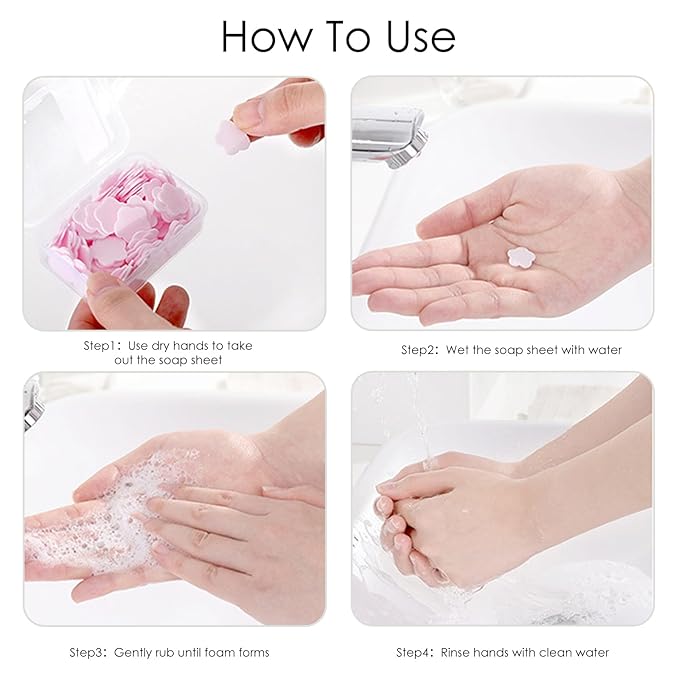 300pcs Portable Hand Washing Soap Sheets, Scented Mini Soap Sheets, Disposable Soluble Soap for Outdoor Travel, Camping, Hiking (Mix)
