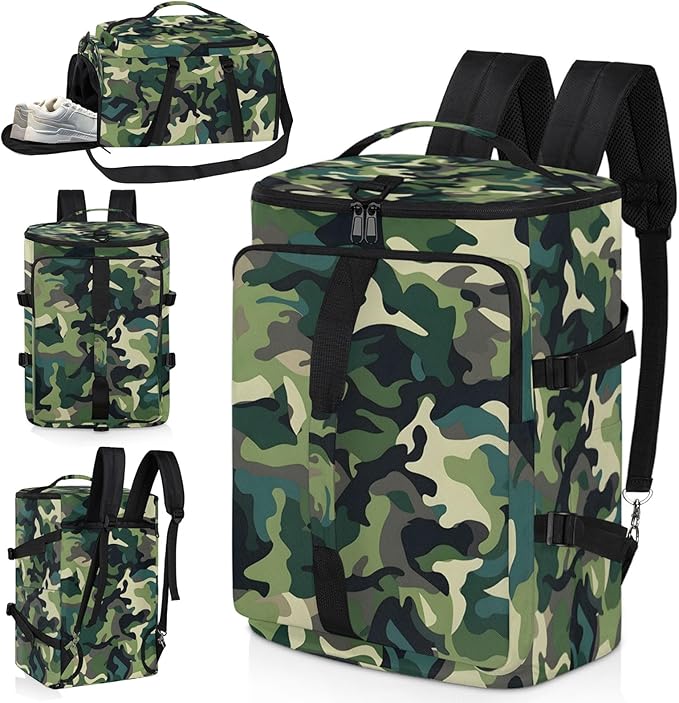 Gym Bag for Men Women with Shoes Compartment Duffle Bag for Travel Hiking Waterproof Backpack Fitness Workout(Camouflage)
