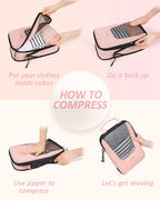 BAGSMART Compression Packing Cubes for Travel, 6 Set/5 Set/4 Set, Compression Suitcase Organizer Bags Set for Suitcases Travel Essentials, Lightweight Packing Organizers