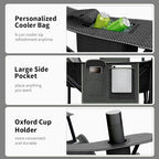 Heavy Duty Folding Chair 500LB Capacity, Oversized Camping Chairs with Cup Holder, Cooler Bag & Storage Pouch, Double-Layer Fabric, Outdoor Chairs for Sports, Lawn Chairs (2, Black Grey, Extra Large)