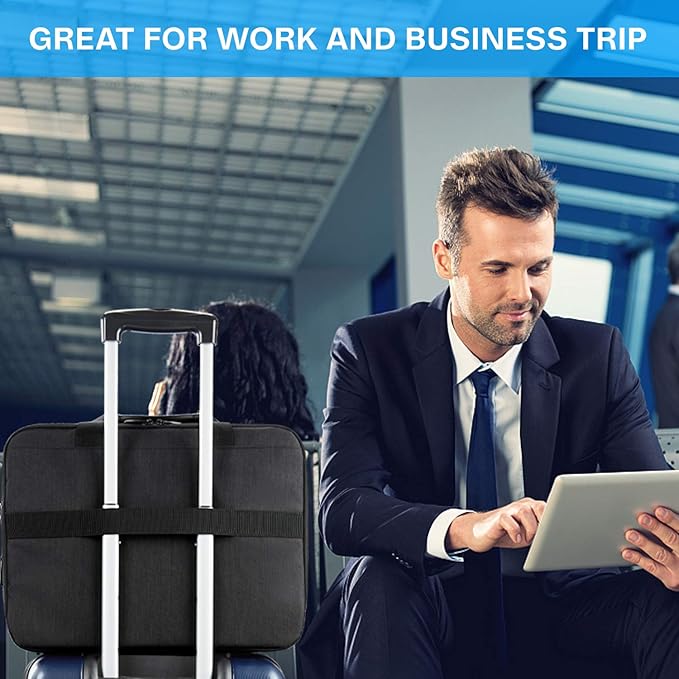 BAGSMART 18 Inch Laptop Bag, Expandable Briefcase, Computer Bag Men Women, Laptop Shoulder Bag, Work Bag Business Travel Office - Black