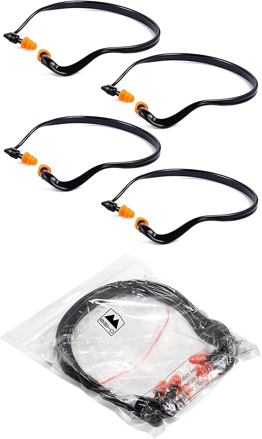 BBTO Banded Earplugs for Shooting Range Band Ear Plugs Lightweight Silicone Earplugs for Hearing Protection, Noise Reduction, Work, Construction, Sleeping, Concerts, Sports Racing(Orange,4 Pcs)