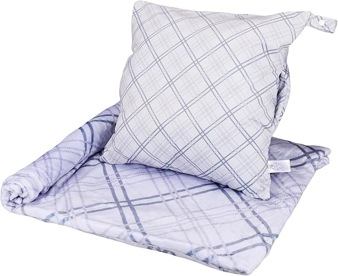 3 in 1 Travel Pillow Blanket Set with Removable Flannel Blanket Throw,Hand Warmer Pockets,Pillow (Color5, 60in*79in)