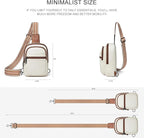3L SMALL Sling Bag Fanny Packs For Women Men Mini Crossbody Chest Belt Travel Bag Purse Handbag Faux Leather Fashion Cute Beige