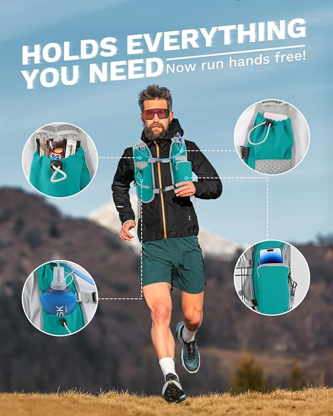 Running Vest for Women and Men, Hydration Running Backpack, Runners Vest, Hydration Vest for Walking, Marathon, Hiking