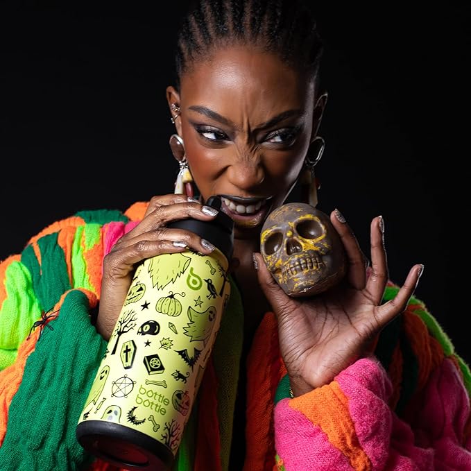 BOTTLE BOTTLE 32oz Insulated Water Bottle Stainless Steel Sport Water Bottle with Straw Dual-use Lid Design for Gym with Pill Box