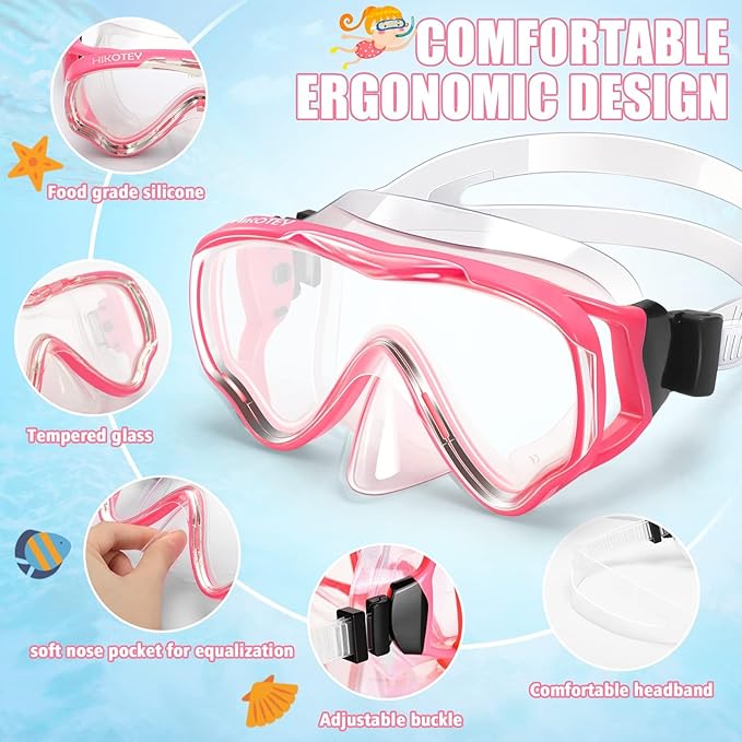 Snorkeling Set for Kids, Full Dry Snorkeling Mask Set for Adults, Anti-Fog Protection, Unisex,HD Panoramic View, Snorkeling Gear for Kids 4-14 Age