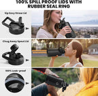 One Gallon Water Bottle Insulated, Triple Walled Vacuum Stainless Steel (Cold for 48 Hrs), Leak Proof & Non-BPA, Large Water Flask Jug with Paracord Handle & Straw Spout Lids