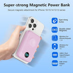 Magnetic Portable Charger for iPhone, 10800mAh 4-in-1 Wireless Power Bank with iWatch Charger, 25W PD Fast Charging Battery Pack for Magsafe, iPhone 16/15/14/13/12 Series, Apple Watch (Pink)