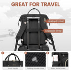 LOVEVOOK Laptop Backpack for Women,17 Inch Professional Womens Travel Backpack Purse Computer Laptop Bag Nurse Teacher Backpack,Waterproof College Work Bag Carry on Back Pack with USB Port,Black Plait