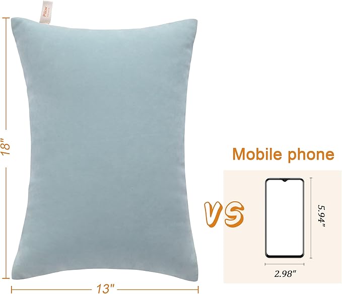 BEDSUM 2 Pack Pillows, 13"x18" Microfiber Pillows for Travel, Pets, Soft and Machine Washable Small Pillows for Neck, Wrist, and Knee Comfort, Sea Green