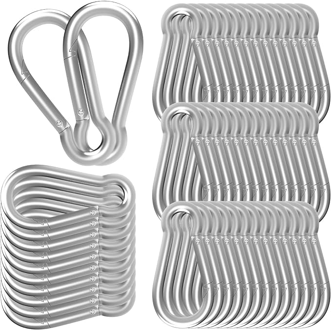 Carabiners Clip Spring Snap Hook,Heavy Duty Galvanized Steel(10&120PcsM6,50PCSM8&30PCSM10) Carabiner,Safety Quick Links Snap Hooks,Spring Clips for Swing Hammock Camping Keychain Outdoor
