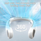 Portable Neck Fan,Hands Free Personal Wearable Bladeless Fan,6000mAh USB Rechargeable,360° Cooling,LED Display,4-Speeds,Birthday Gifts for Men Women Dad Mom,Outdoor Indoor Travel Camping (White)