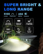 towild BK20 Tactical Flashlight,Bright 5100 High Lumens LED Flashlights,Rechargeable and Waterproof Flashlights,Powerful Handheld Flash Light for Hiking, Camping, Outdoor Activities (Black)