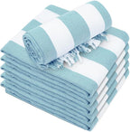 Set of 6 Turkish Beach Towel, Cotton Beach Towels, 36 x 71 Inches Turkish Towel, Sand Free, Quick Dry, Lightweight Beach Towels for Adult Blue