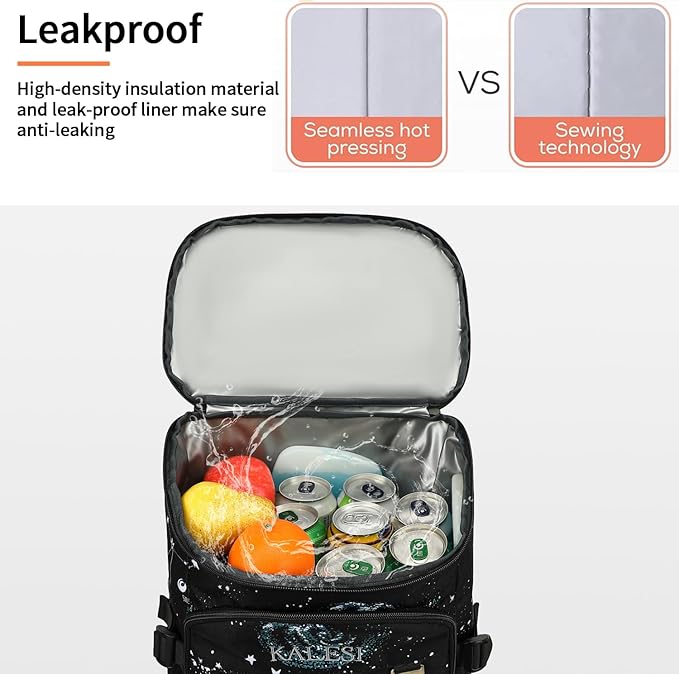 Kalesi Cooler Backpack 36 Cans Lightweight Insulated Backpack Cooler Leak-Proof Travel Camping Lunch Backpack Outdoor Cutlery Backpack for Men and Women